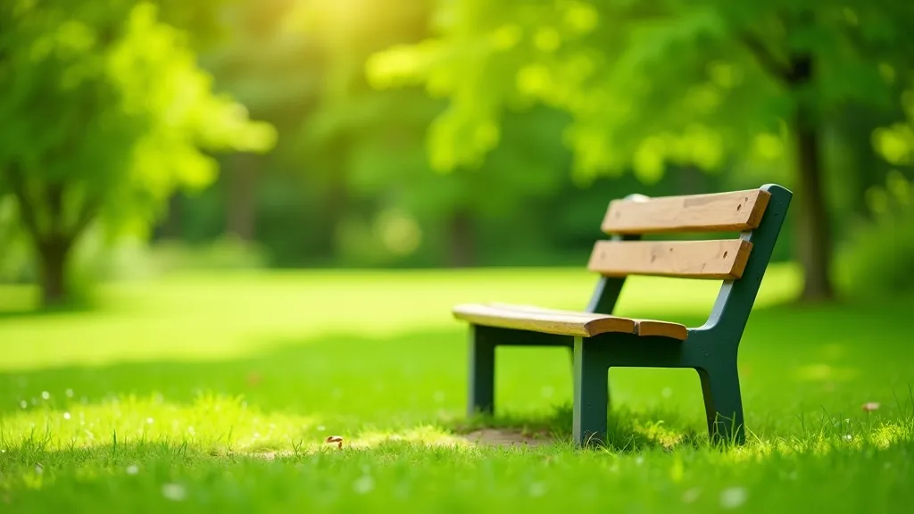 Park bench with woodland views, peaceful seating area near mature trees in Fitzgerald Park